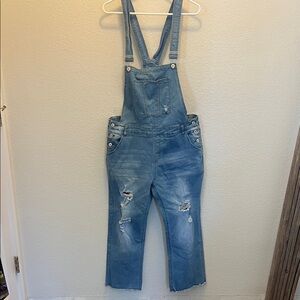 Stylish Blue Denim Cropped Jumpsuit